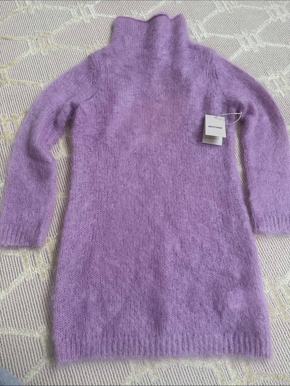 MOTHER Lavender Mohair Turtleneck Sweater Dress